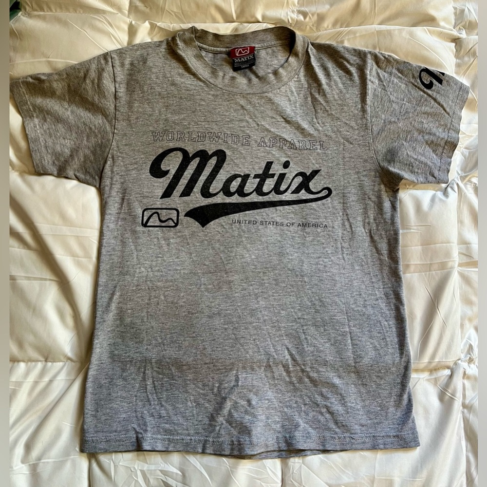 MATIX skateboard 1999 T-shirt in gray and black, size S.
